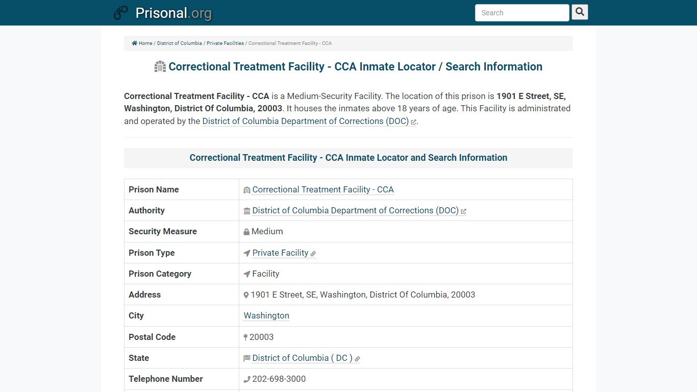 Correctional Treatment Facility - CCA-Inmate Locator ...